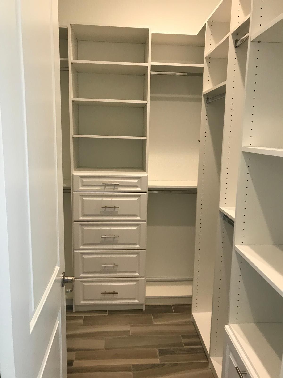 Custom walk-in closet installation - Master Cabinets
